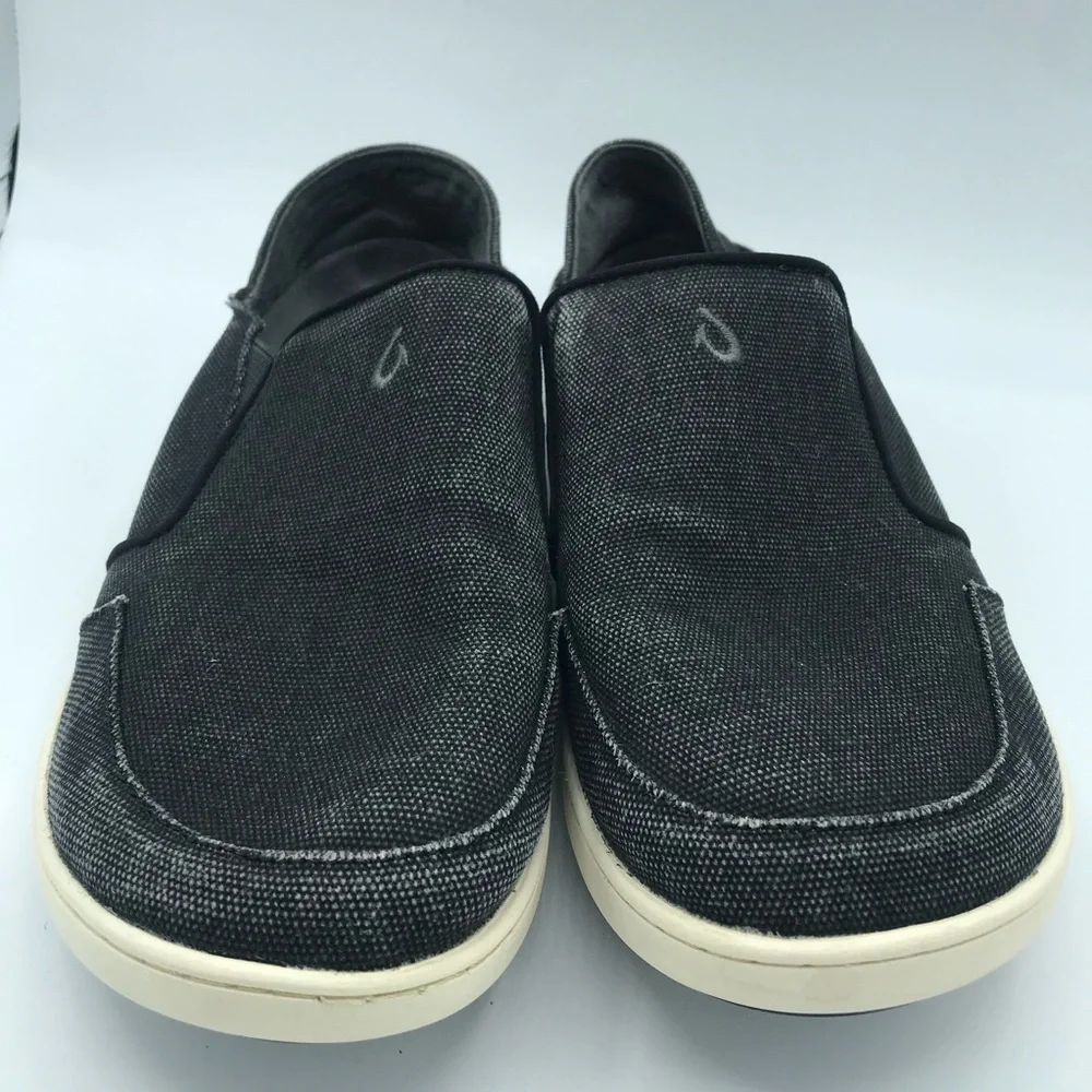 OLUKAI NOHEA LOLE GRAY CANVAS‎ SLIP ON SHOES MENS SZ 8